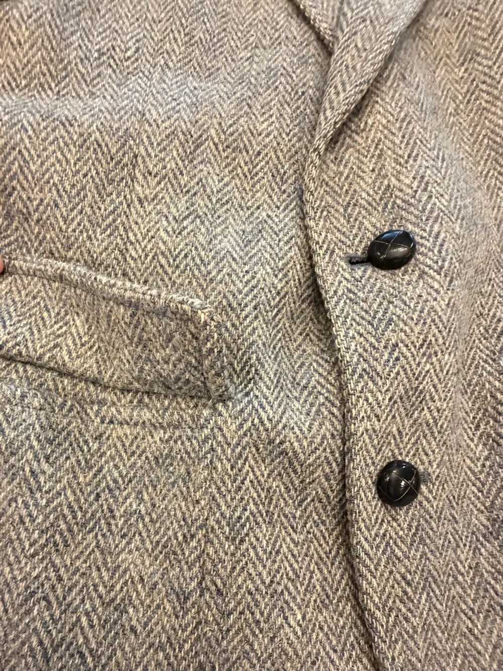 VTG 1970s Nafziger’s Beige Grey Tweed Blazer Sport Jacket Herringbone Chest 40”